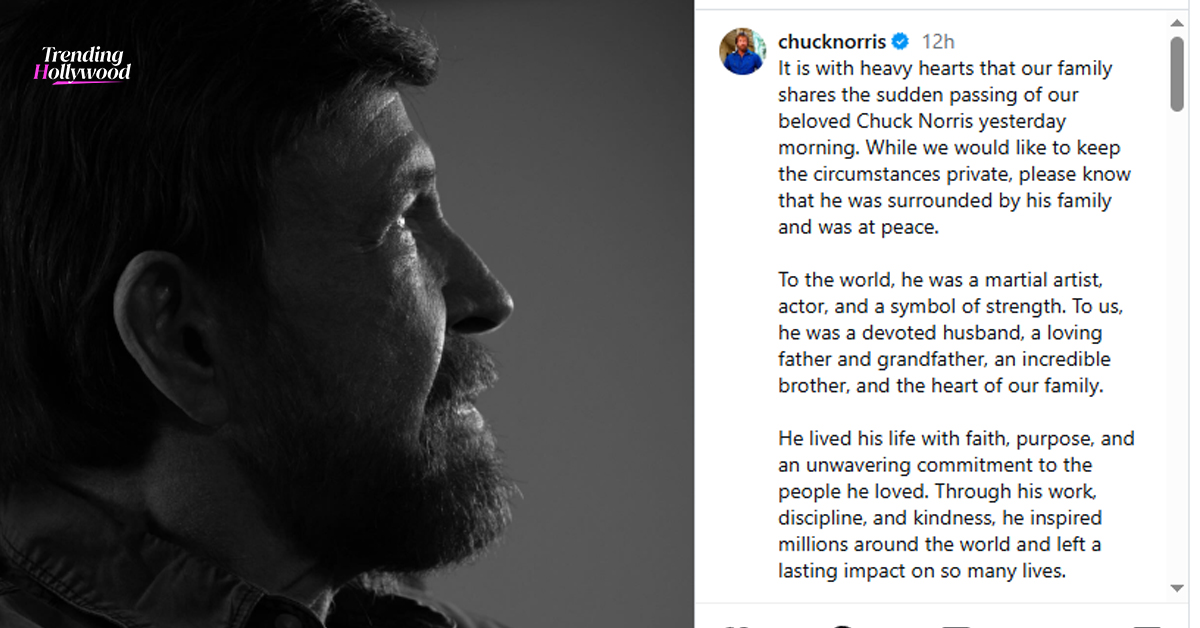 Black-Belt Action Star Chuck Norris Dies at 86, Family Confirms His Death