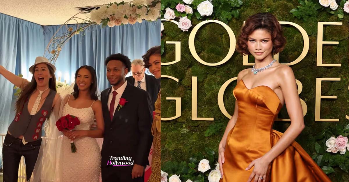 Actress Zendaya Surprises Couple by Crashing Wedding at Las Vegas Chapel Event while promoting her upcoming film The Drama.